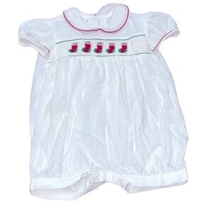 Fancy Threads by Maria Elena Christmas smocked jumpsuit size 12 months
